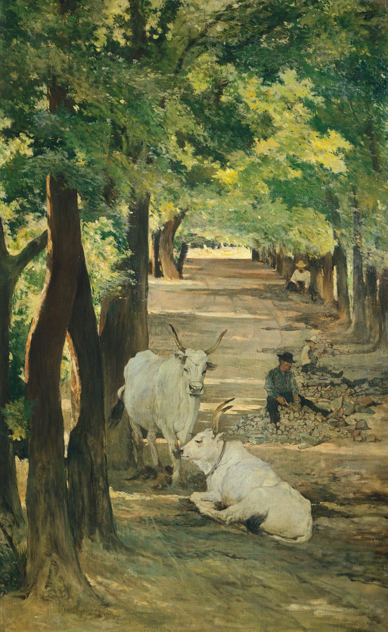 Aleja z wołami i łamaczem kamieni, Giovanni Fattori (1825-1908) autorstwa Giovanni Fattori