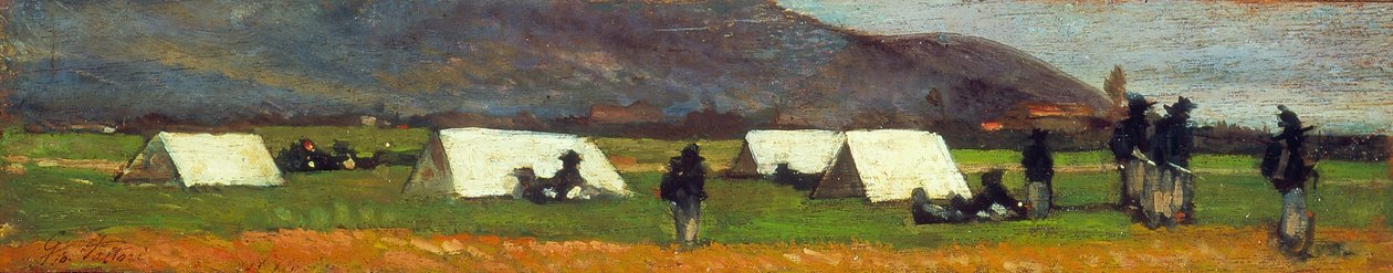 Obóz Bersaglieri, ok. 1860 (olej na płycie) autorstwa Giovanni Fattori