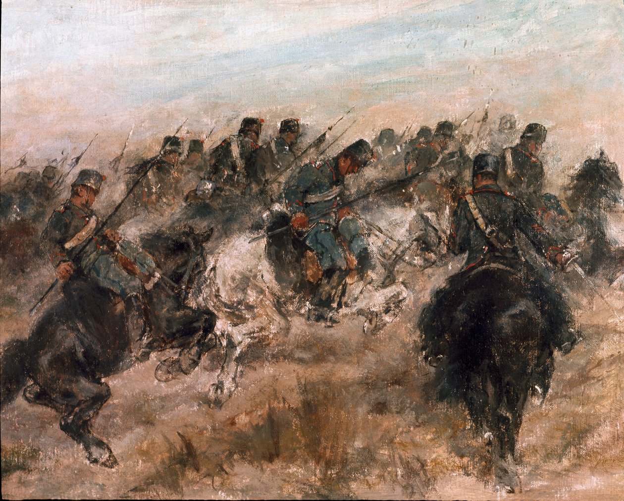Kampania włoska 1859: „Szarża kawalerii piemonckiej” Obraz Giovanniego Fattori (1825-1908) Rzym, Narodowa Galeria Sztuki Współczesnej autorstwa Giovanni Fattori