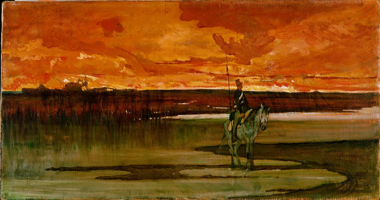Stróż na rzece Stróż na rzece. Obraz Giovanniego Fattori (1825-1908) 1885-1890 niedziela 27x57 cm Florencja, Galleria d