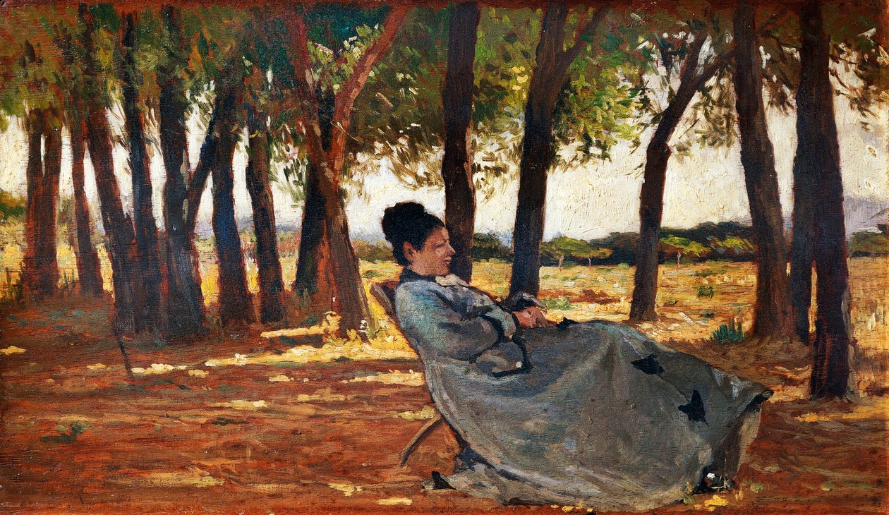 Madam Martelli Castiglioncello, ok. 1867, Giovanni Fattori (1825-1908), olej na desce, 20x33 cm autorstwa Giovanni Fattori