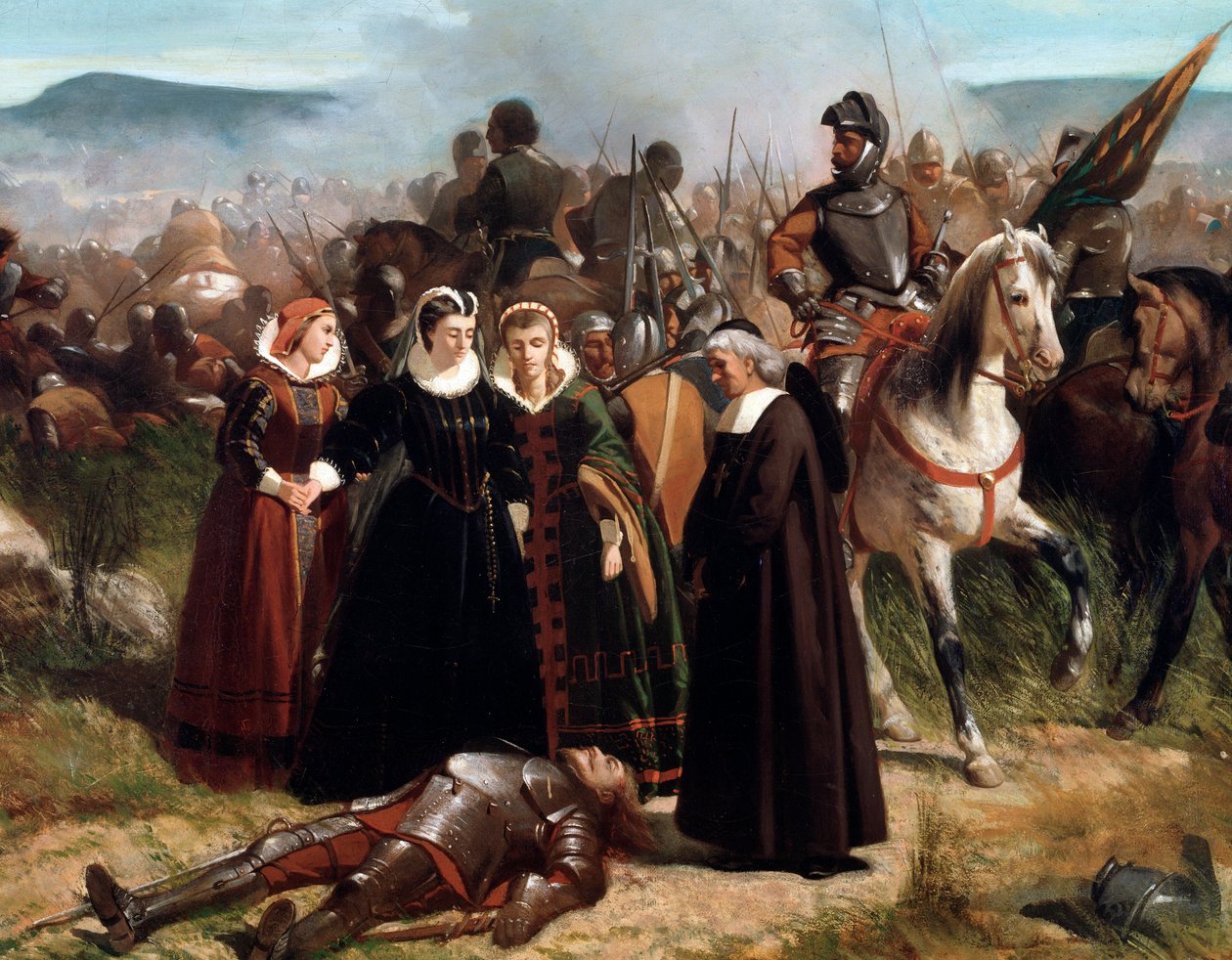 Mary Queen of Scots w bitwie pod Langside, stoczonej 13 maja 1568 roku. detal - Malarstwo autorstwa Giovanni Fattori
