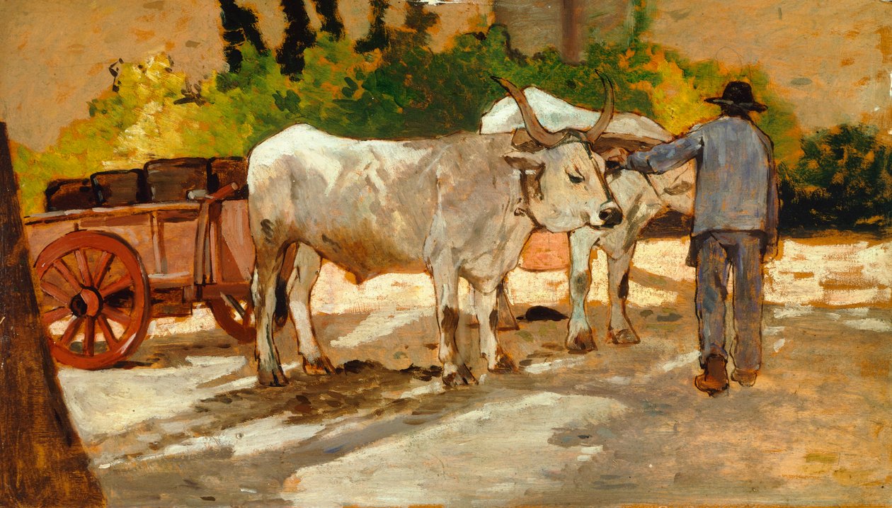 Woły na podwórzu, Giovanni Fattori (1825-1908) autorstwa Giovanni Fattori