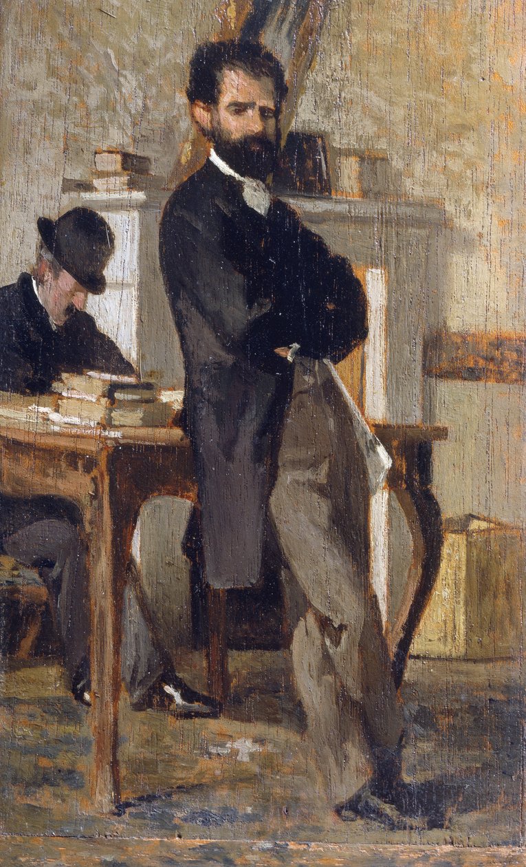 Portret prawnika Bongiovanniego, autorstwa Giovanniego Fattori (1825-1908), olej na płótnie, 24x14,4 cm autorstwa Giovanni Fattori