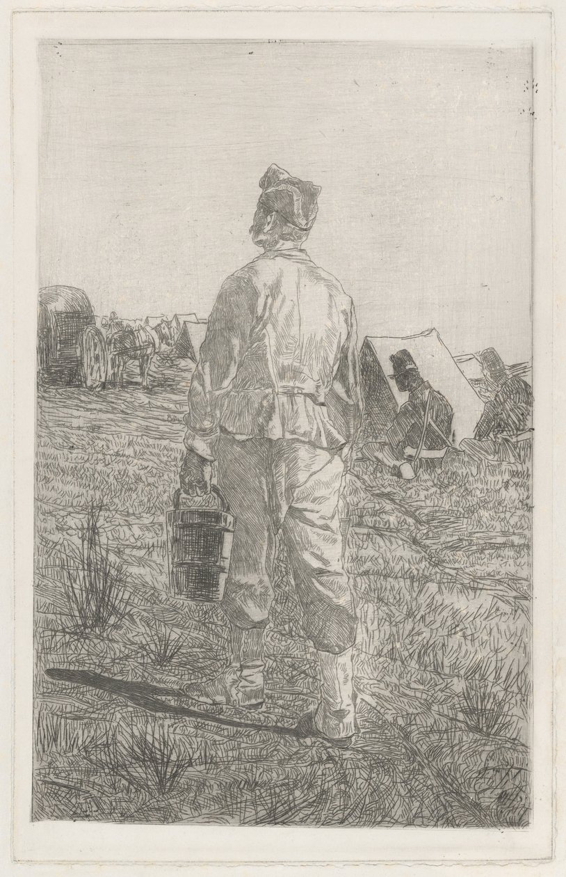 Żołnierz z wiadrem, widziany od tyłu (Żołnierz z wiadrem, widziany od tyłu) autorstwa Giovanni Fattori