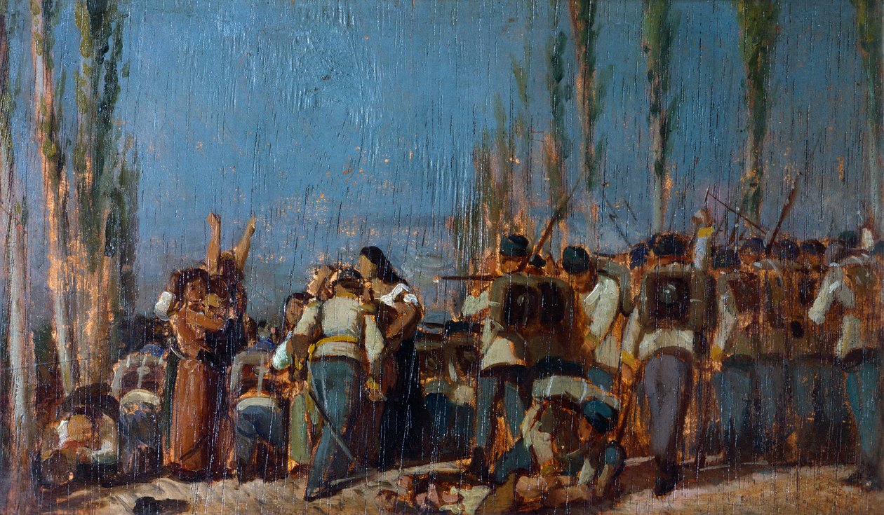 Masakry w Mantui, Giovanni Fattori (1825-1908), olej na panelu autorstwa Giovanni Fattori