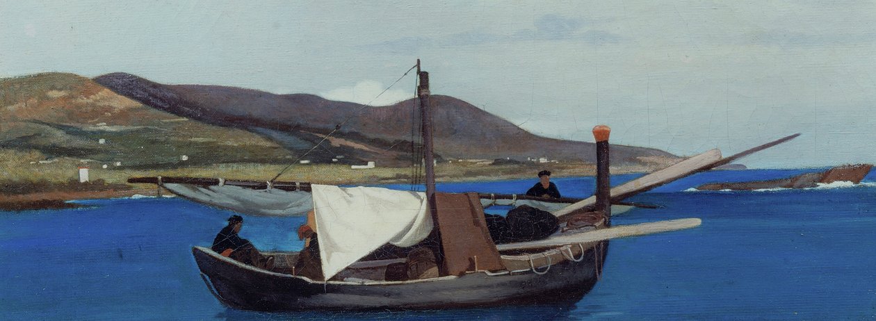 Punta di Romito z łodzią rybacką, ok. 1866 (olej na płótnie) autorstwa Giovanni Fattori