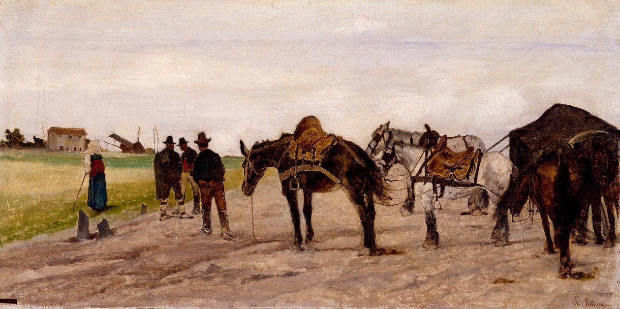 Wagon i chłopi na rzymskiej wsi — Giovanni Fattori autorstwa Giovanni Fattori