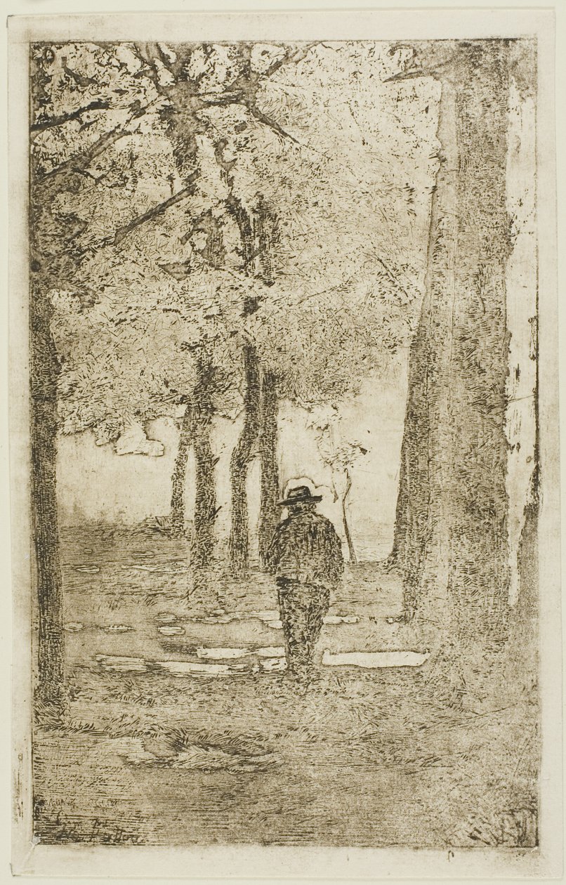Leśny spacer z figurką autorstwa Giovanni Fattori