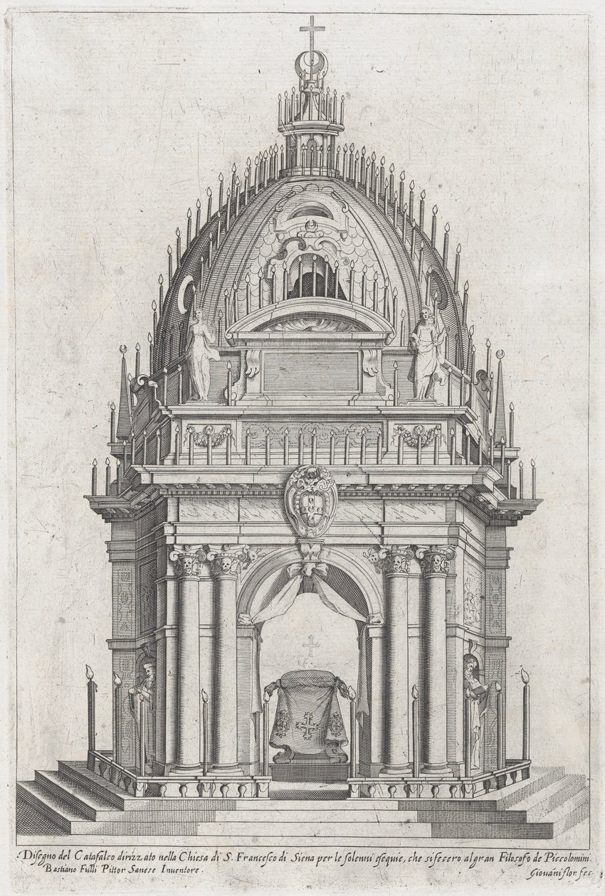 Projekt katafalku dla Francesco Piccolomini, 1607. autorstwa Giovanni Florimi
