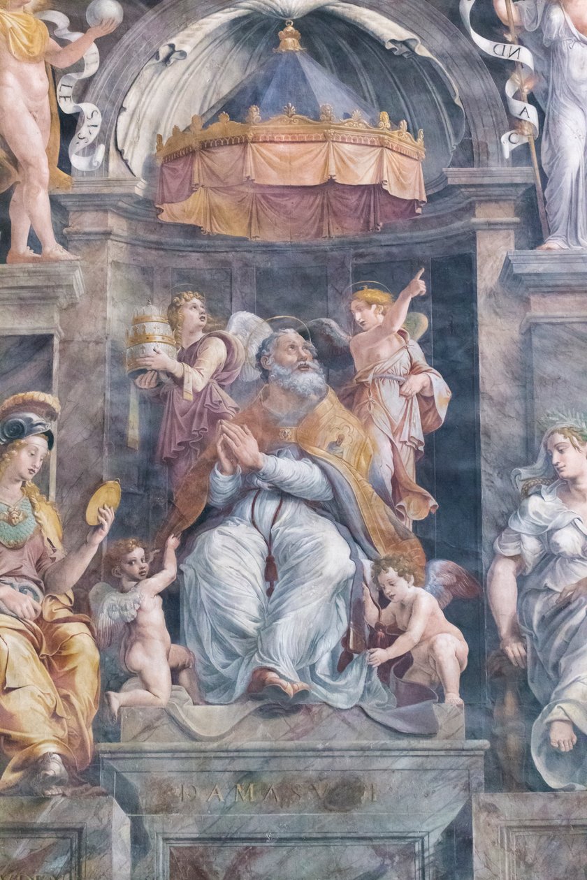 Papież Damazy I, pokój Konstantyna (fresk) autorstwa Giovanni Francesco (c.1488 1528) Penni