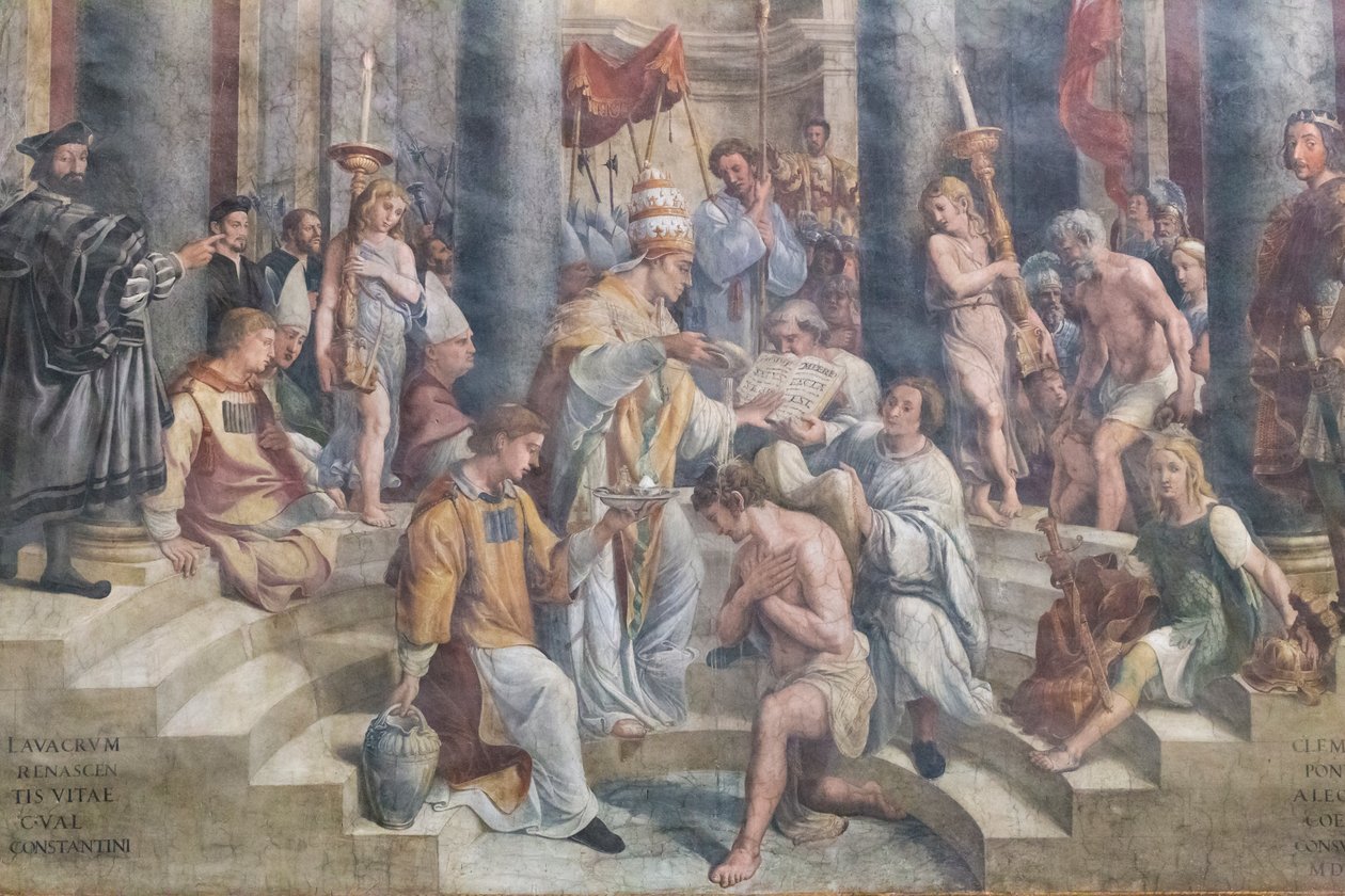 Chrzest Konstantyna, fragment, sala Konstantyna autorstwa Giovanni Francesco (c.1488 1528) Penni