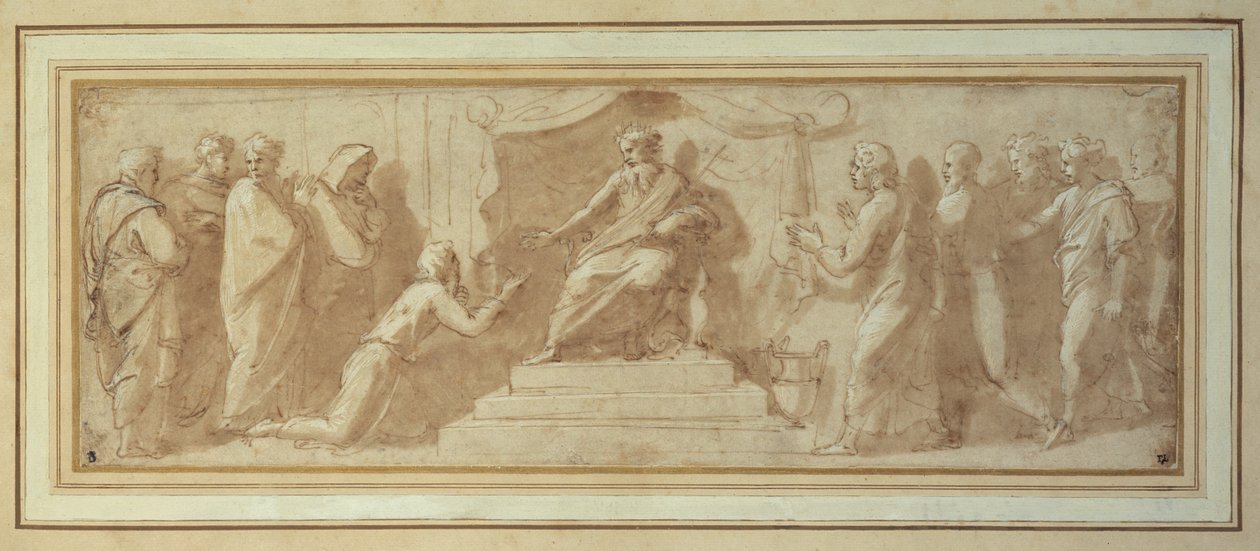Józef przed faraonem (pióro i atrament i pranie na papierze) autorstwa Giovanni Francesco (c.1488 1528) Penni