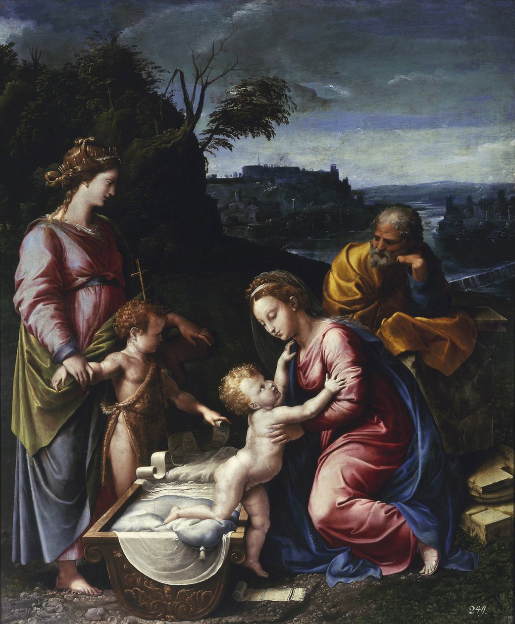 Święta Rodzina z młodym Janem Chrzcicielem i św. Katarzyną par Penni, Gianfrancesco (1496-1528). Olej na drewnie, format 115,5x95,ok. 1525, Muzeum Narodowe, Warszawa autorstwa Giovanni Francesco (c.1488 1528) Penni