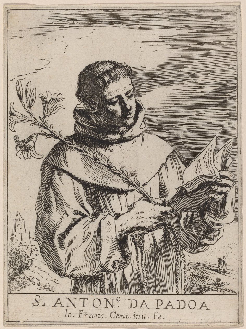 Św. Antoni z Padwy autorstwa Giovanni Francesco Barbieri, called Guercino