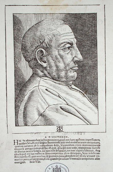 Portret autora, z „Pochodzenie i amplituda miasta Werony...” Sarayny Torello, wyd. Verona autorstwa Giovanni Francesco Caroto