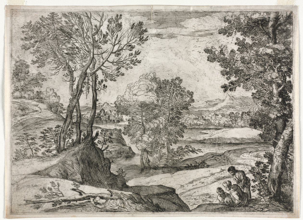 Krajobraz z rodziną autorstwa Giovanni Francesco Grimaldi