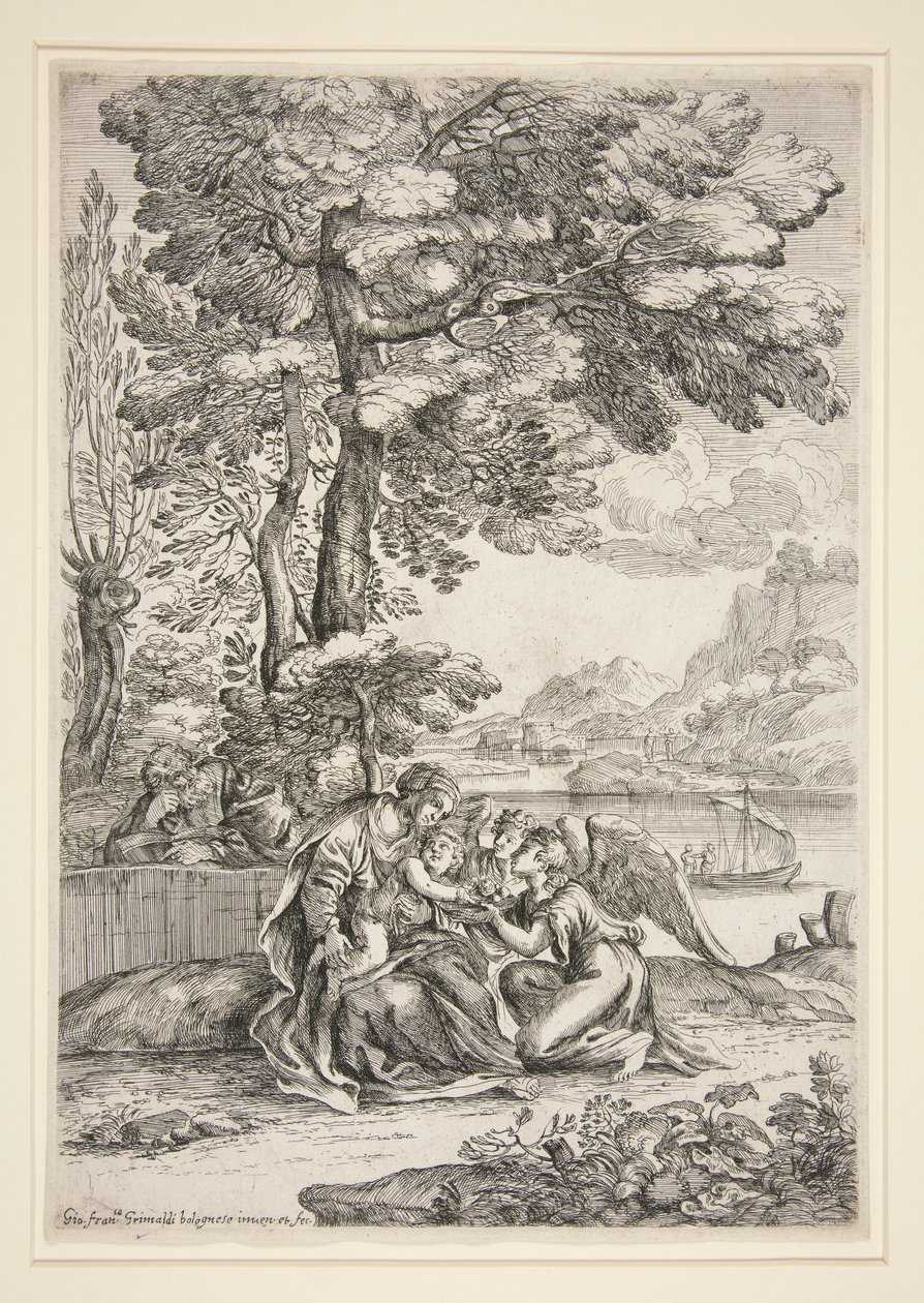 Odpocznij w locie do Egiptu autorstwa Giovanni Francesco Grimaldi