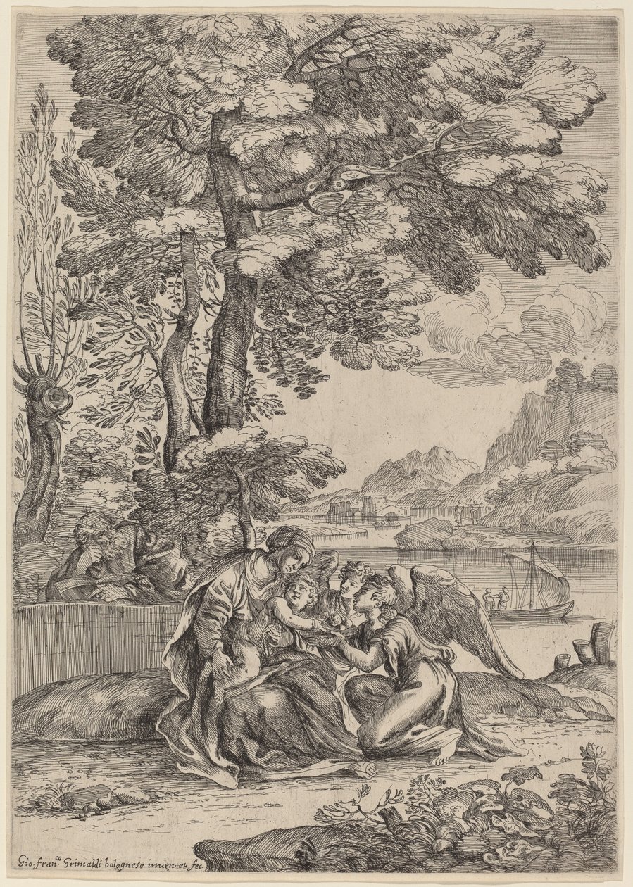 Reszta w ucieczce do Egiptu autorstwa Giovanni Francesco Grimaldi