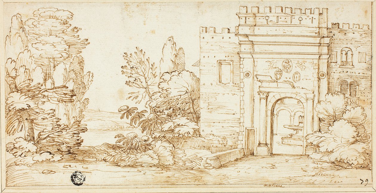 Widok na La Magliana autorstwa Giovanni Francesco Grimaldi