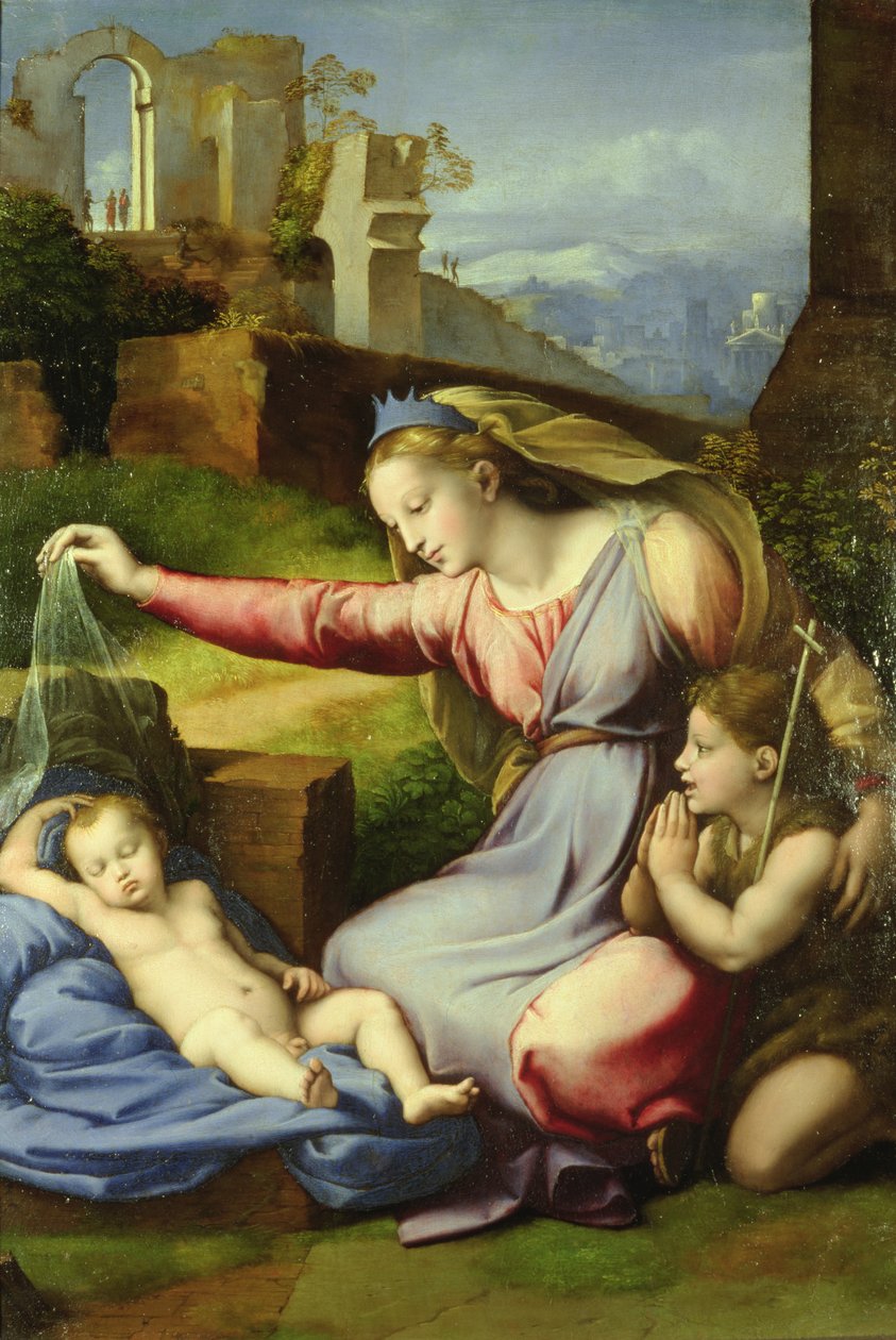 Virgin of the Veil (Dziewica Niebieskiego Diademu) autorstwa Giovanni Francesco Penni