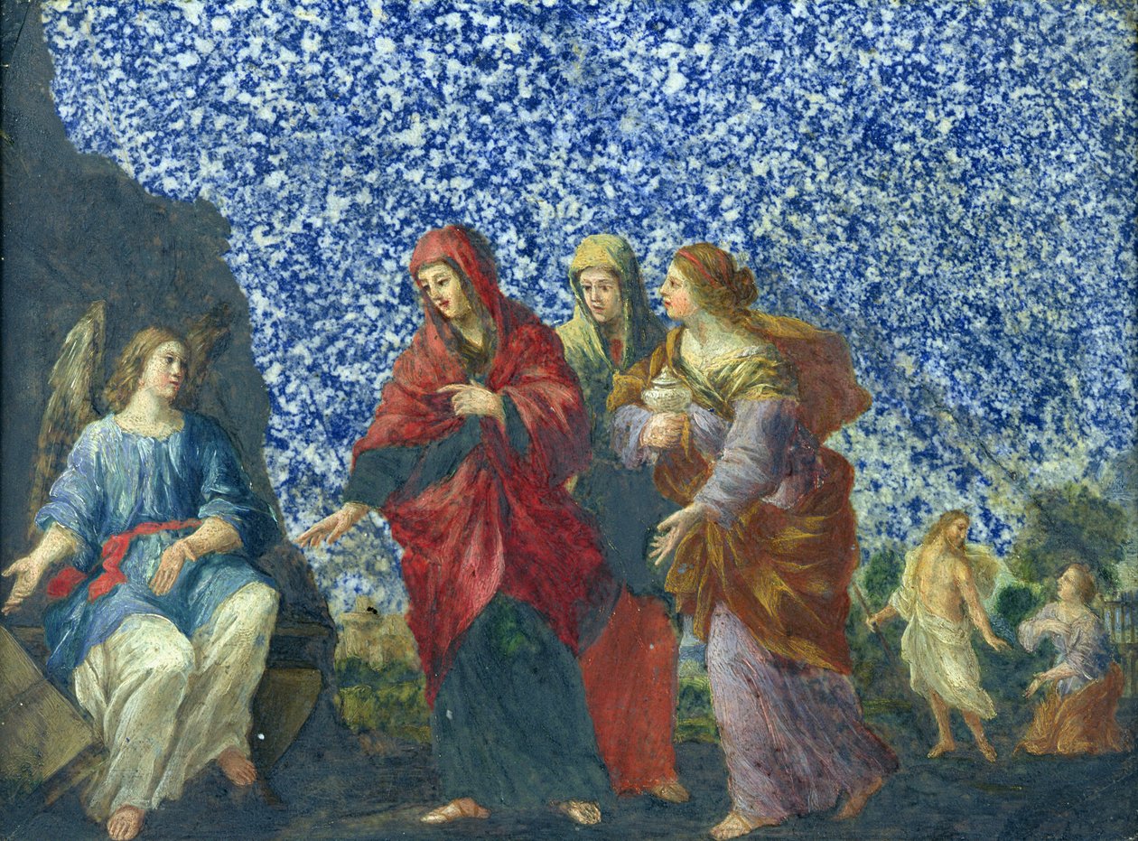 Święte kobiety przy grobie (olej na marmurze) autorstwa Giovanni Francesco Romanelli