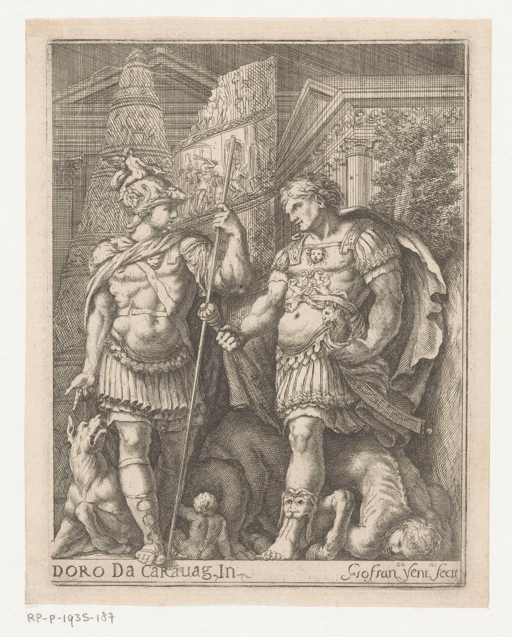 Dwóch żołnierzy w mieście autorstwa Giovanni Francesco Venturini