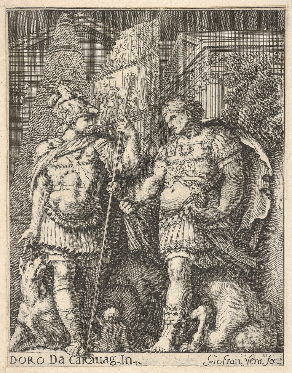 Dwóch żołnierzy rzymskich, XVII wiek. autorstwa Giovanni Francesco Venturini