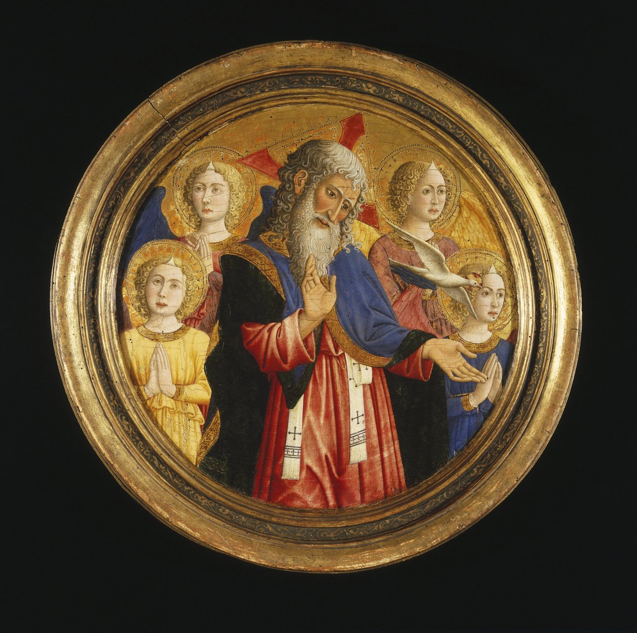Bóg Ojciec z Czterema Aniołami i Gołębicą Ducha Świętego, ok. 1460 autorstwa Giovanni Francesco da Rimini
