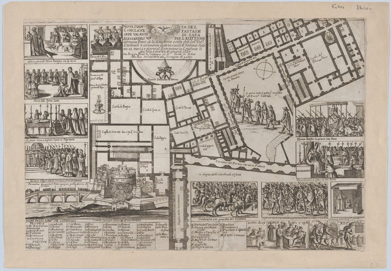 Konklawe papieskie po śmierci papieża Alessandro VII..., 1667. autorstwa Giovanni Giacomo De Rossi