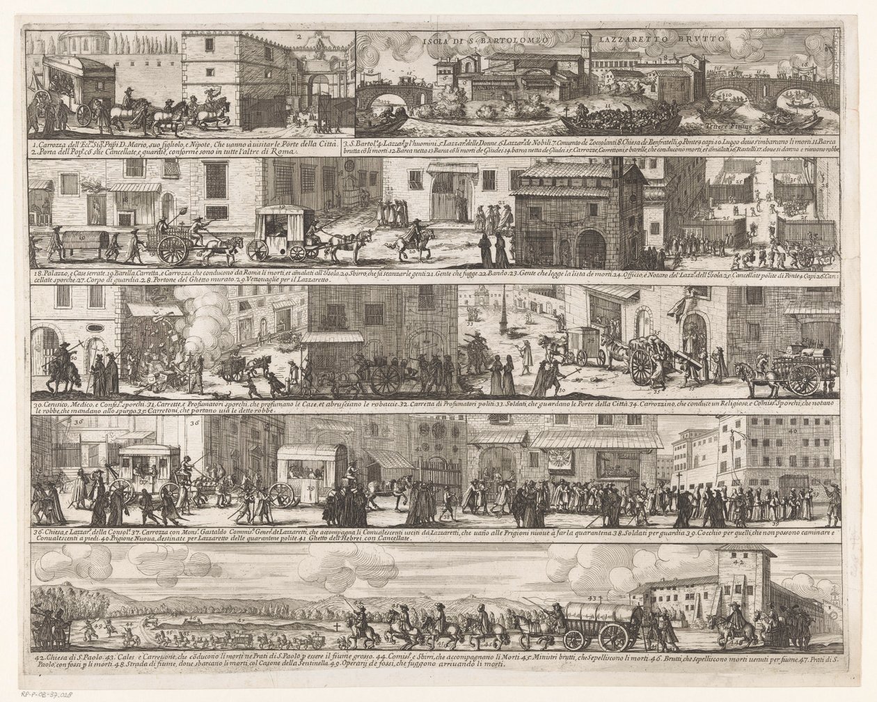 Mario Chigi przybywa na plagę Rzymu Plaga w Rzymie 1656-1657 (tytuł serii) autorstwa Giovanni Giacomo de