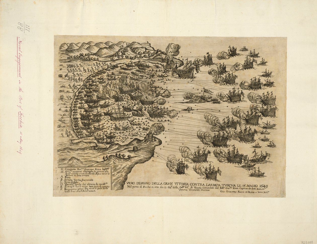PRAWDZIWY PROJEKT WIELKIEGO ZWYCIĘSTWA PRZECIWKO LARMATA TVRCHA LI. 15. MAJA 1649 W porcie Focchie w Azji przez. 17. Ga:ni of the Sere:ma Re.a of Venetia Commanded by Ecc:mo Gia.mo Riua Captain of said Galleons Truly Glorious Victory autorstwa Giovanni Giacomo De Rossi