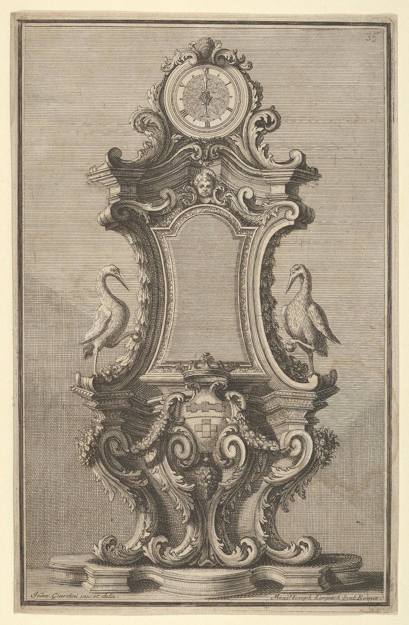 Projekt zegara z Disegni Diversi, 1714 lub 1750. autorstwa Giovanni Giardini