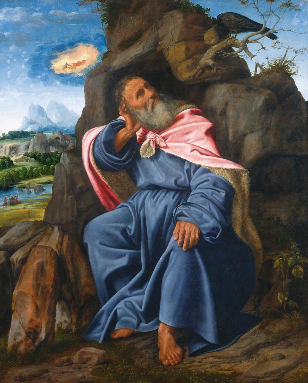 Eliasz karmiony przez kruka autorstwa Giovanni Girolamo Savoldo