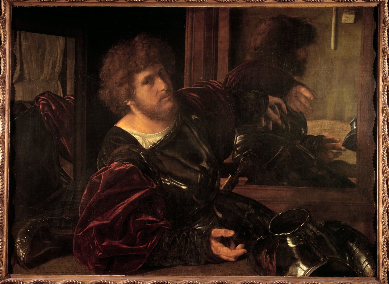 Autoportret zwany dawniej portretem Gastona de Foix Obraz Giovanniego Girolamo Savoldo (1480-1548) (wew.) XVI w. Słońce. 0,91x1,23 m Paryż, Muzeum Luwru. autorstwa Giovanni Girolamo Savoldo