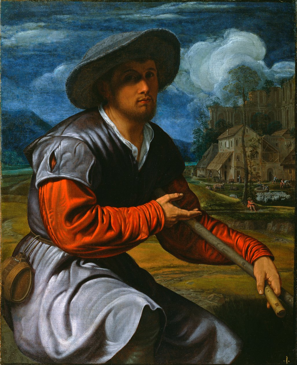 Pasterz z fletem, ok. 1525 (olej na płótnie) autorstwa Giovanni Girolamo Savoldo