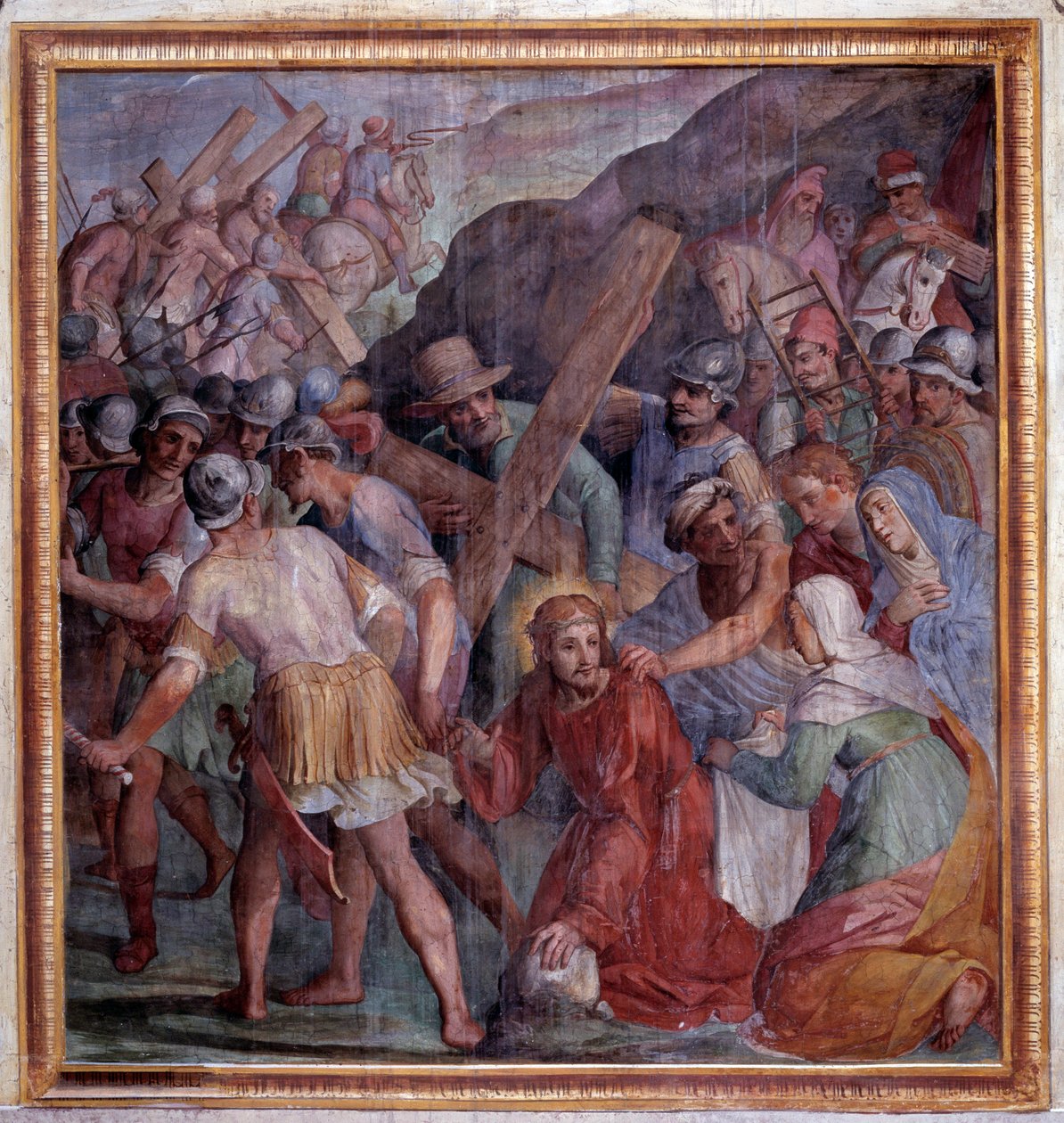 Męka Chrystusa: Upadek w drodze na Kalwarię (Fresco autorstwa Giovanni Il Cosci Balducci