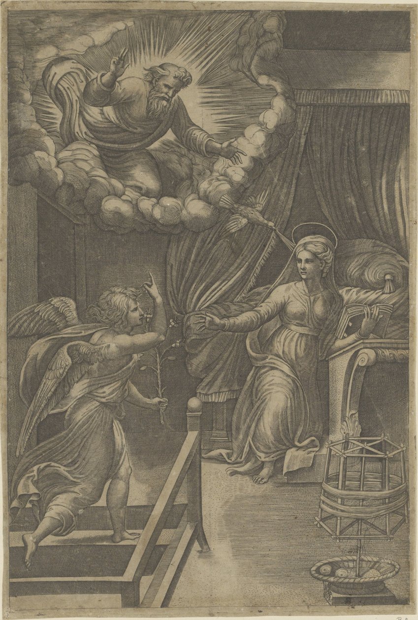 Zwiastowanie z Bogiem Ojcem autorstwa Giovanni Jacopo Caraglio