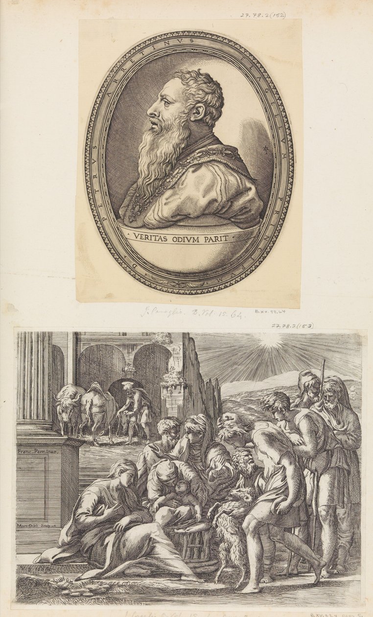 Adoracja pasterzy. autorstwa Giovanni Jacopo Caraglio