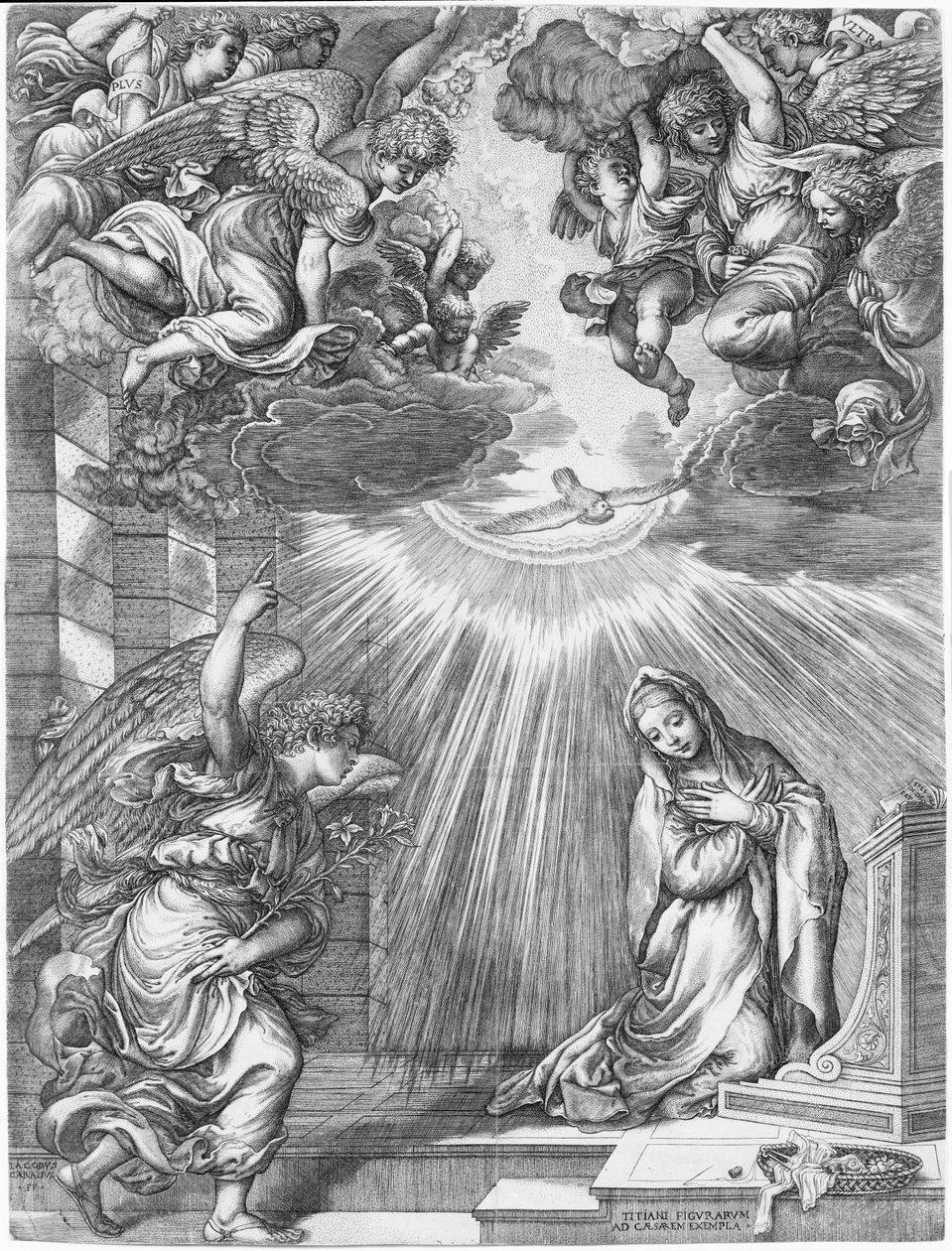 Zwiastowanie, 1537. autorstwa Giovanni Jacopo Caraglio