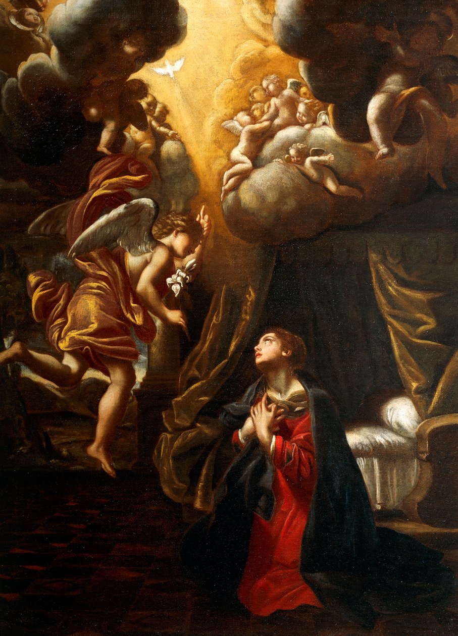 Zwiastowanie, Giovanni Lanfranco (1582-1647), olej na płótnie, 76x55 cm autorstwa Giovanni Lanfranco