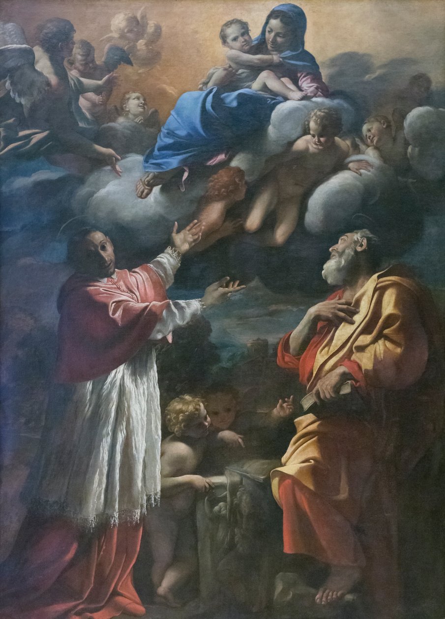 Madonna z Dzieciątkiem ze św. Karolem Boromeuszem i św. Bartłomiejem autorstwa Giovanni Lanfranco