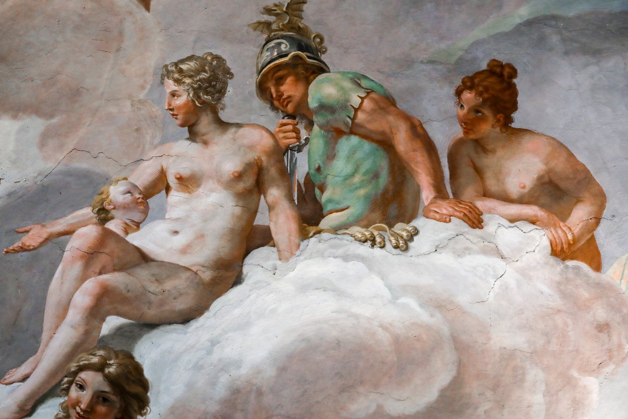 Wenus i Mars. Fragment „Rady Bogów” 1624-1625. fresk autorstwa Giovanni Lanfranco