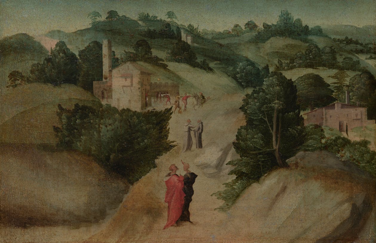 Sceny z legendy, prawdopodobnie ok. 1515-1520 (olej na płótnie) autorstwa Giovanni Larciani