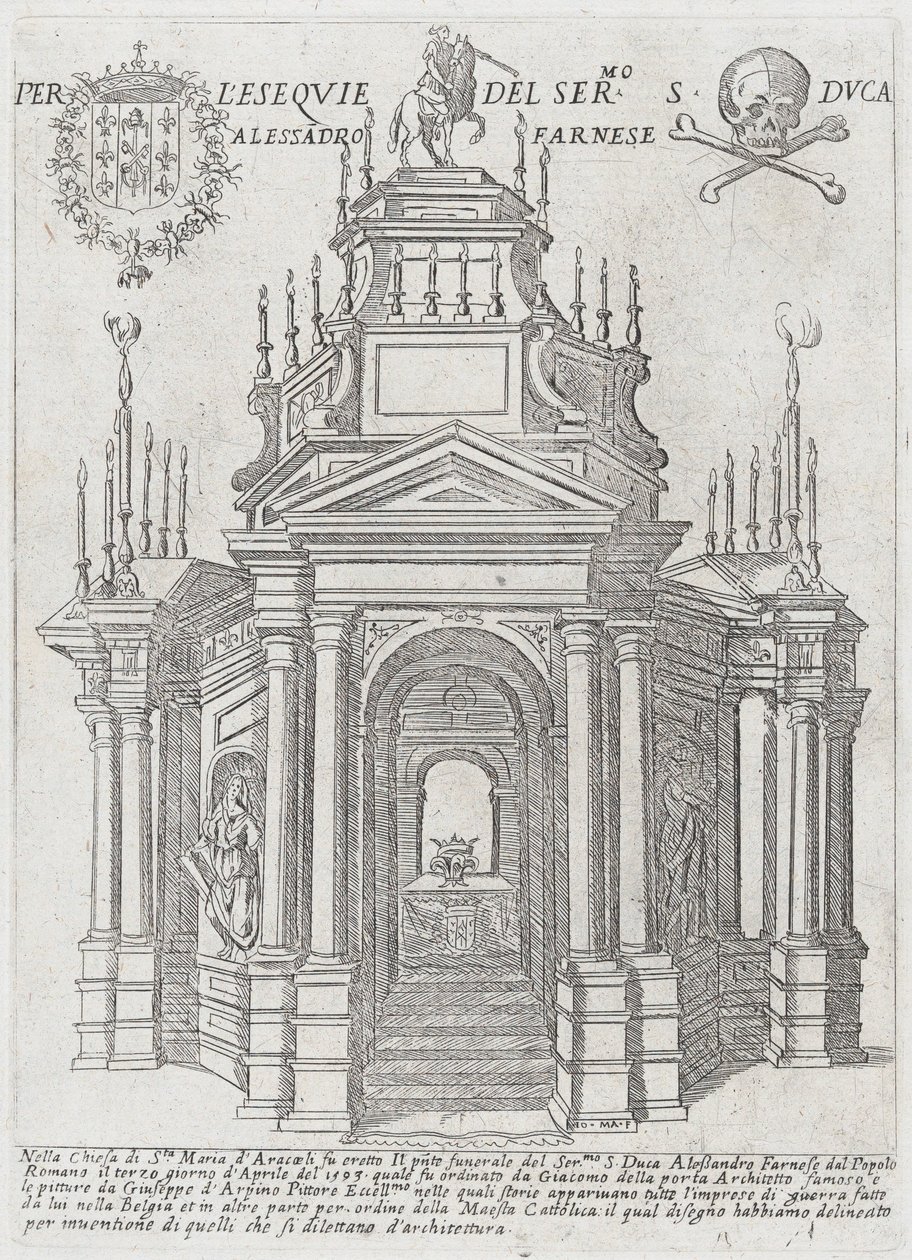 Katafalk dla księcia Alessandro Farnese, 1593 autorstwa Giovanni Maggi