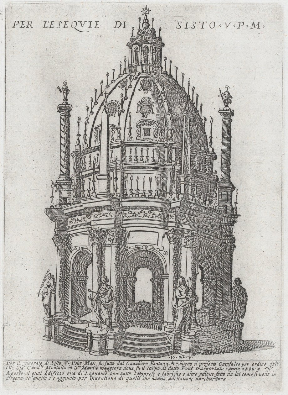 Katafalk dla papieża Sykstusa V, 1591. autorstwa Giovanni Maggi