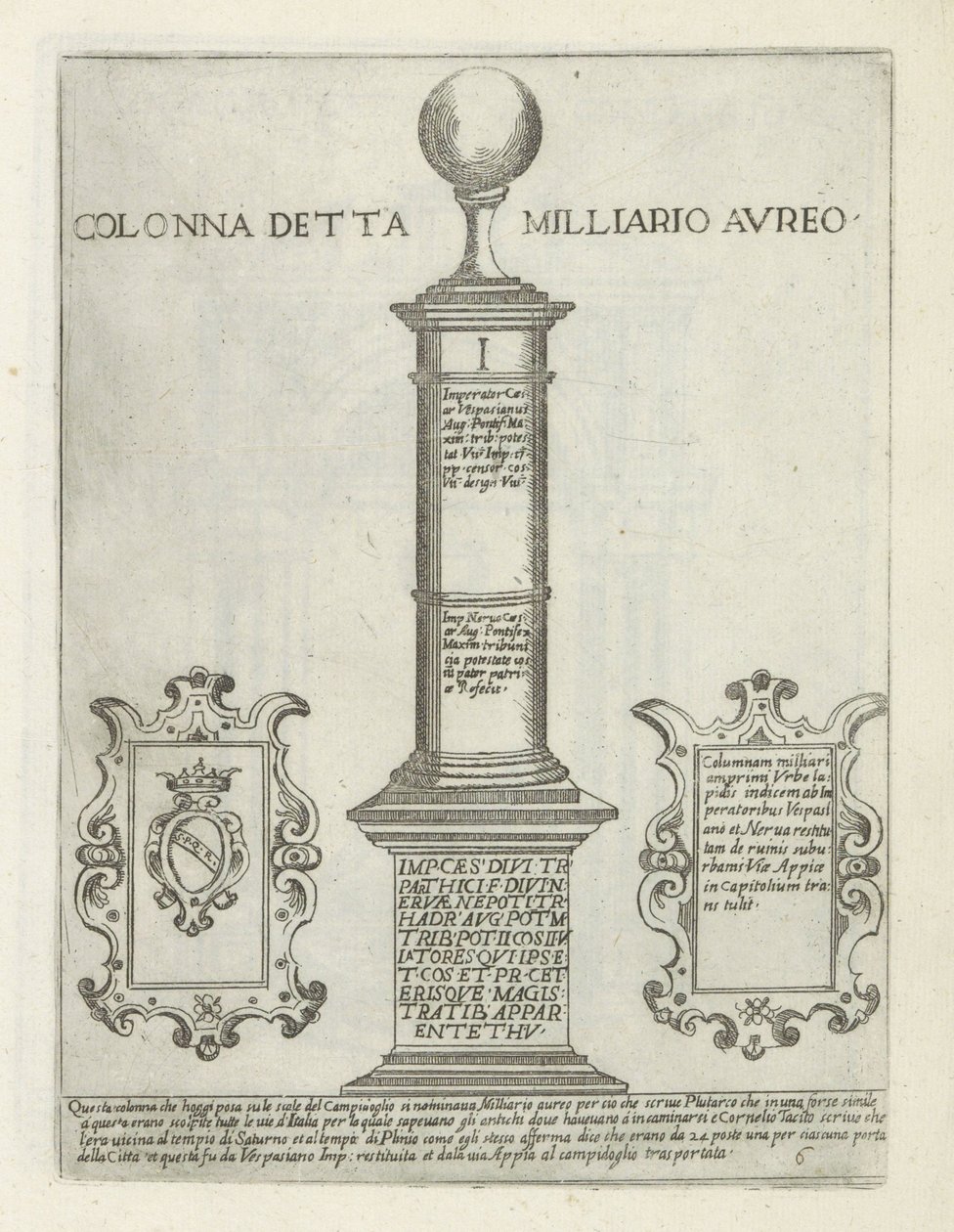 O Złotej Mili Kolumna zwana Golden Mile (tytuł na obiekcie) Moderne en antique monuments en bouwwerken w Rzymie (tytuł serii) Ornamenti di fabriche antichi et moderni dell