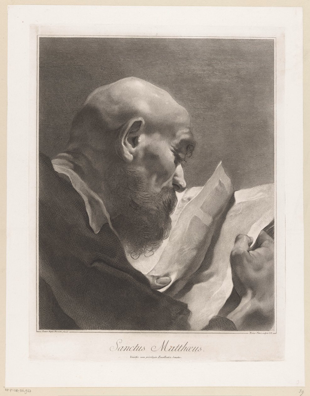 Apostoł Mateusz Sanctus Matthaeus (tytuł na obiekcie) Apostołowie (tytuł serii) autorstwa Giovanni Marco Pitteri