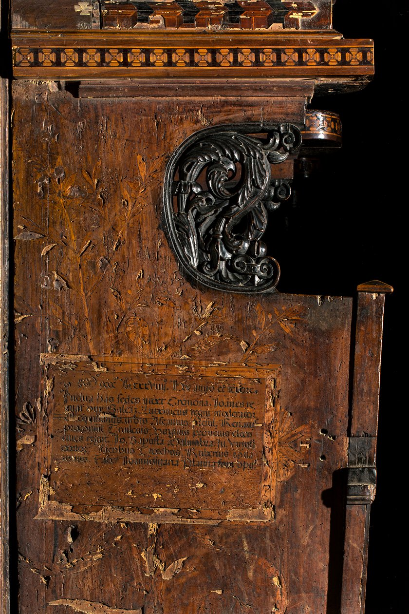 Chór kanoniczny Lignei, inkrustowany przez Giovanniego Marię Platinę 1484, intarsja boczna lewa autorstwa Giovanni Maria Platina