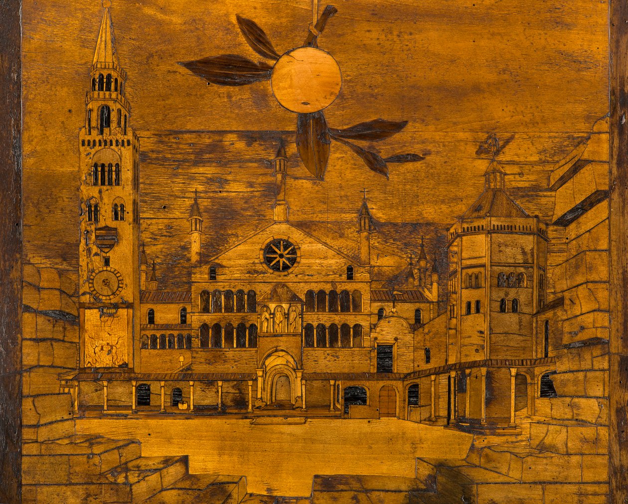 Chór kanoniczny Lignaean, inkrustowany przez Giovanniego Marię Platinę 1484, Górny Stall, Piazza del Duomo in Cremona autorstwa Giovanni Maria Platina
